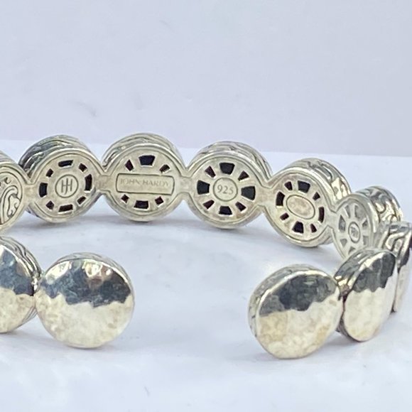 John Hardy Silver & 18K Yellow Gold Dot Hammered Flex Cuff bracelet 38.5g JR7124 - Picture 5 of 12